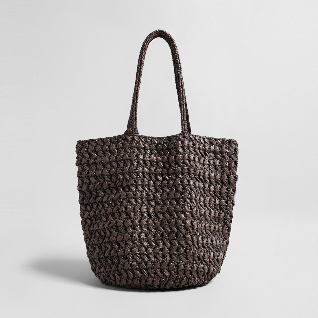 Chocolate handwoven raffia basket tote
