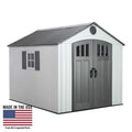 Beige 8x10 ft outdoor resin storage shed with window and double doors