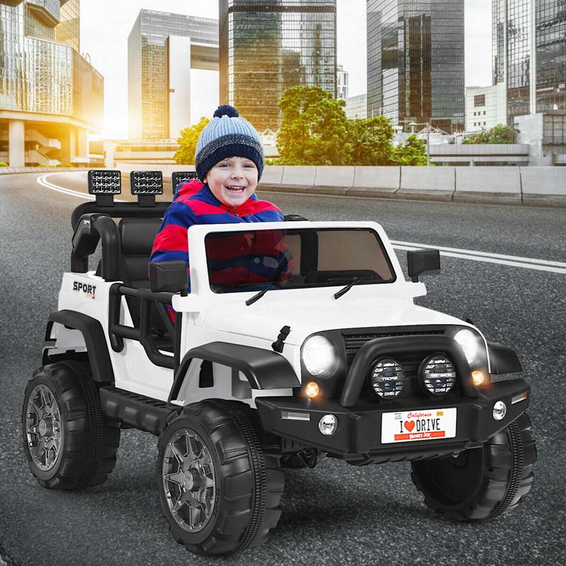 12V 2-Seater Kids Ride-On Truck with Remote Control, Storage, LED Lights and Music, Ages 3+
