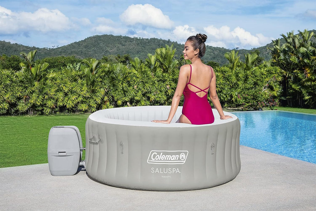 Coleman Inflatable Hot Tub Spa – 140 Bubble Jets, 242 gal, Heated, Pump & Cover, Fits 4