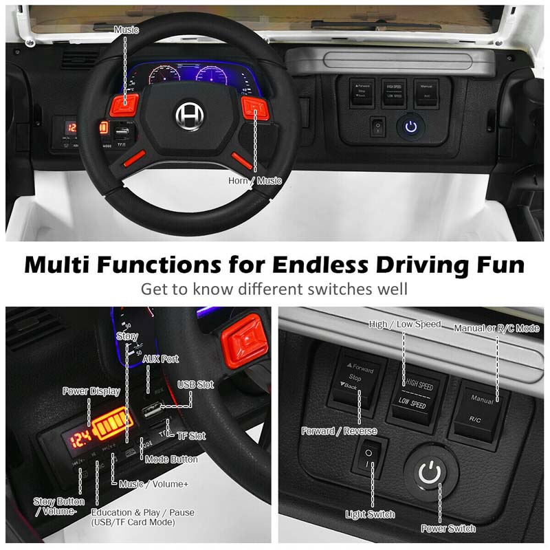 12V 2-Seater Kids Ride-On Truck with Remote Control, Storage, LED Lights and Music, Ages 3+