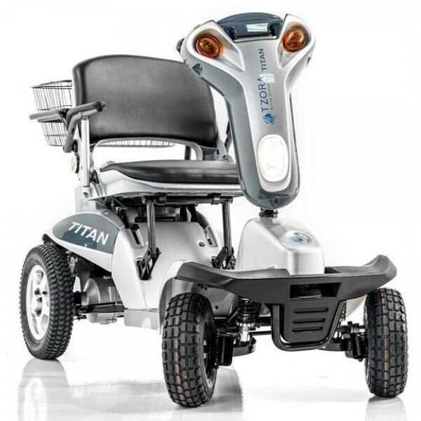 Tzora Titan Hummer XL Folding 4-Wheel Mobility Scooter – 15.5 Mile Range, 6.8 mph (Silver)