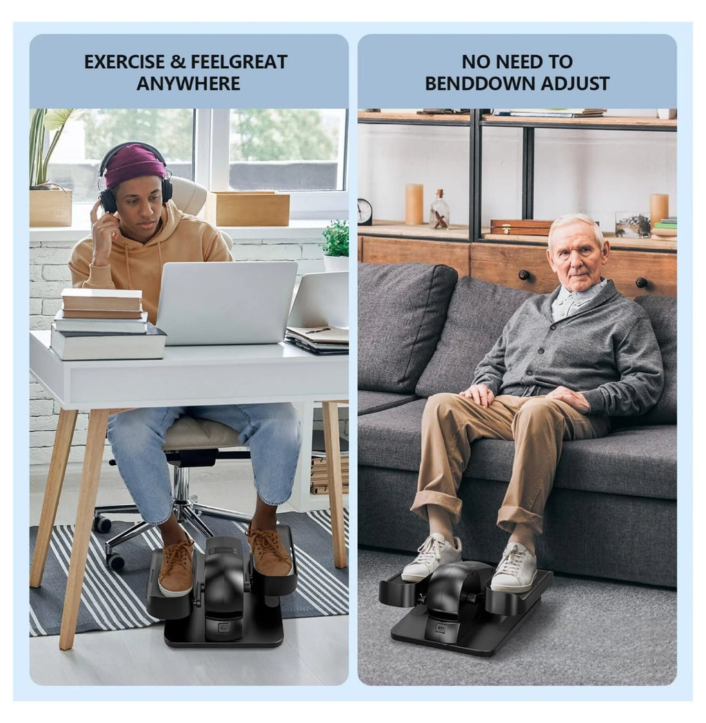 Under-Desk Electric Elliptical Leg Exerciser, Seated Pedal Machine with 12 Speeds and Remote for Seniors
