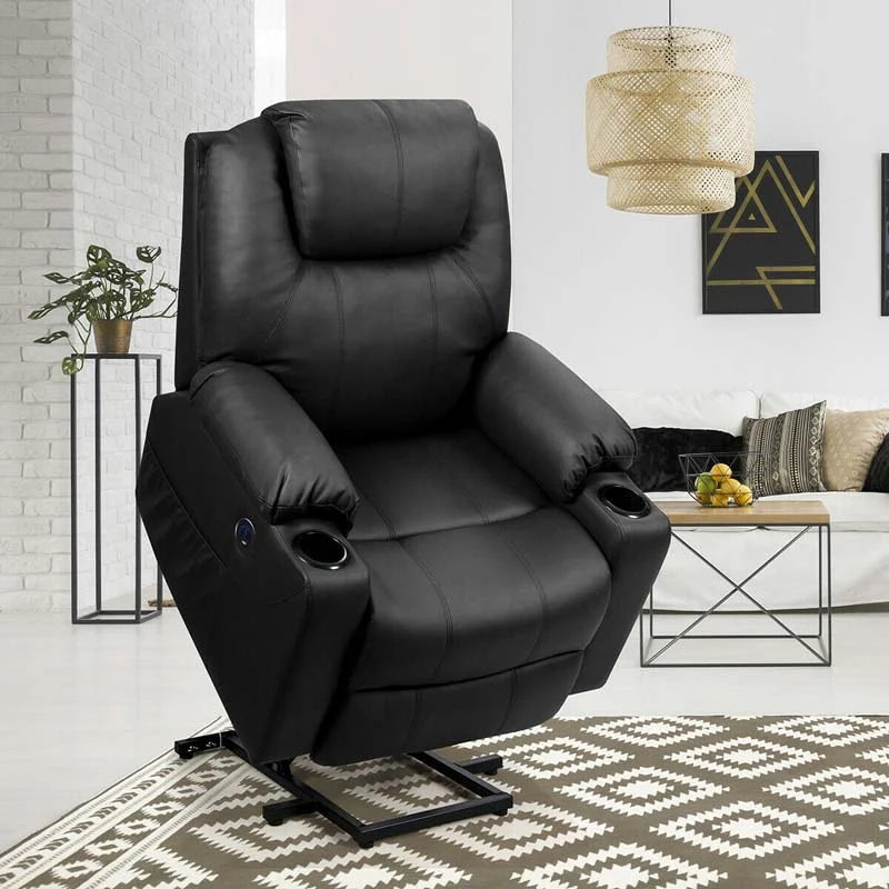Electric Power Lift Recliner Chair with Heat & 8-Point Massage – USB, Cup Holders, for Elderly