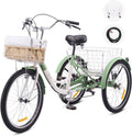 Viribus 24-inch adult tricycle with front and rear storage baskets