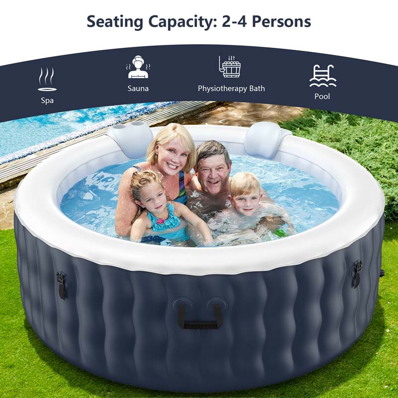 4-Person Inflatable Hot Tub Spa - 108 Bubble Jets, 2240W Heated Blow-Up Pool with Cover, Pump & Filter