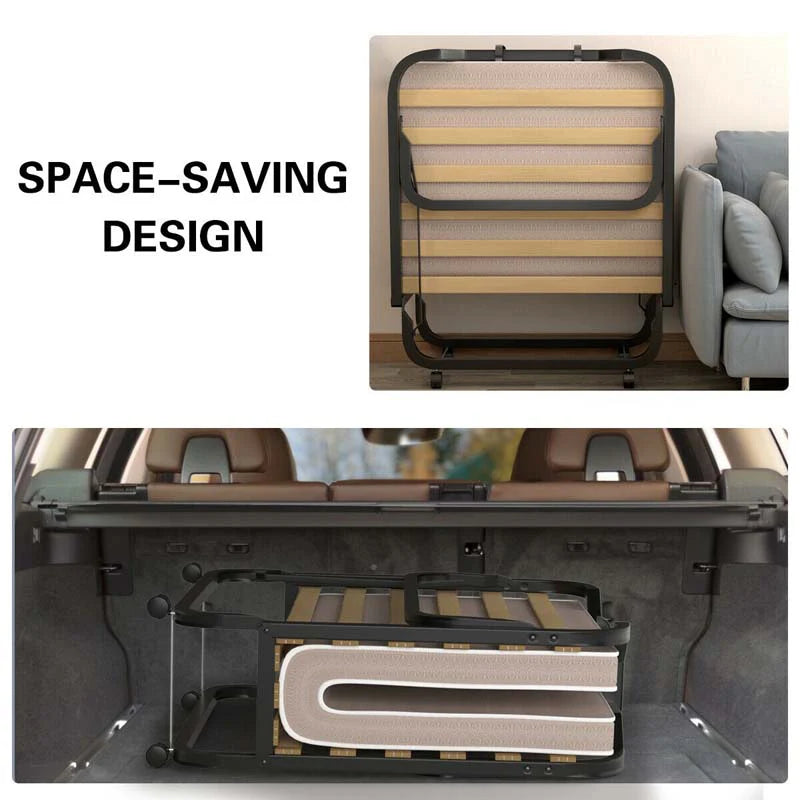 79" x 31.5" Folding Rollaway Guest Bed with Memory Foam Mattress on Wheels