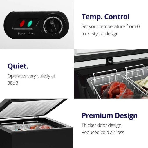 Northair 3.5 cu ft Chest Freezer, Black, 2 Removable Baskets, 7-Level Thermostat, Quiet Compact Design