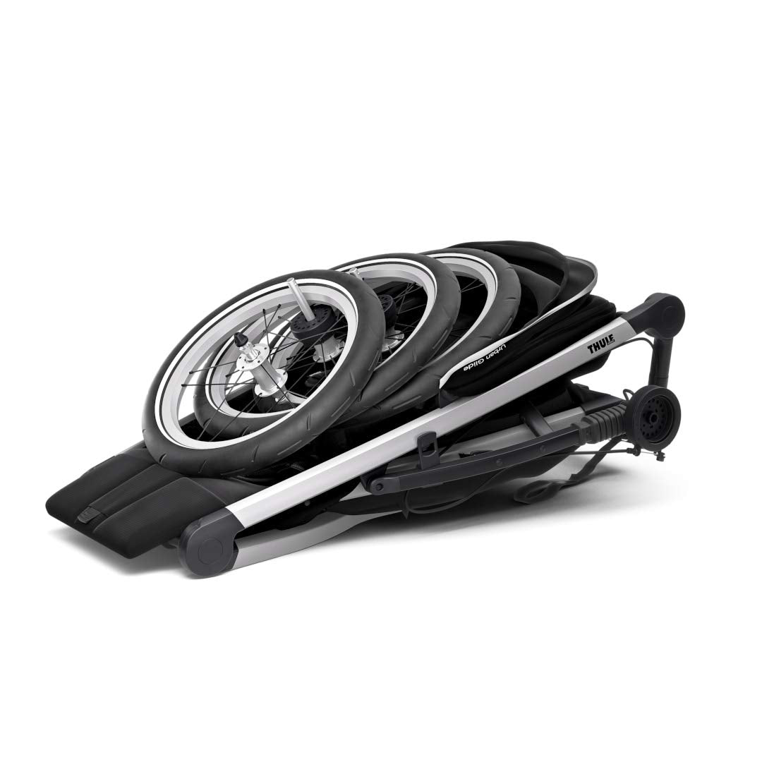 Thule Glide Performance Jogging Stroller – Fixed 16" Front Wheel, Hand Brake, Compact Fold (Black/Blue)