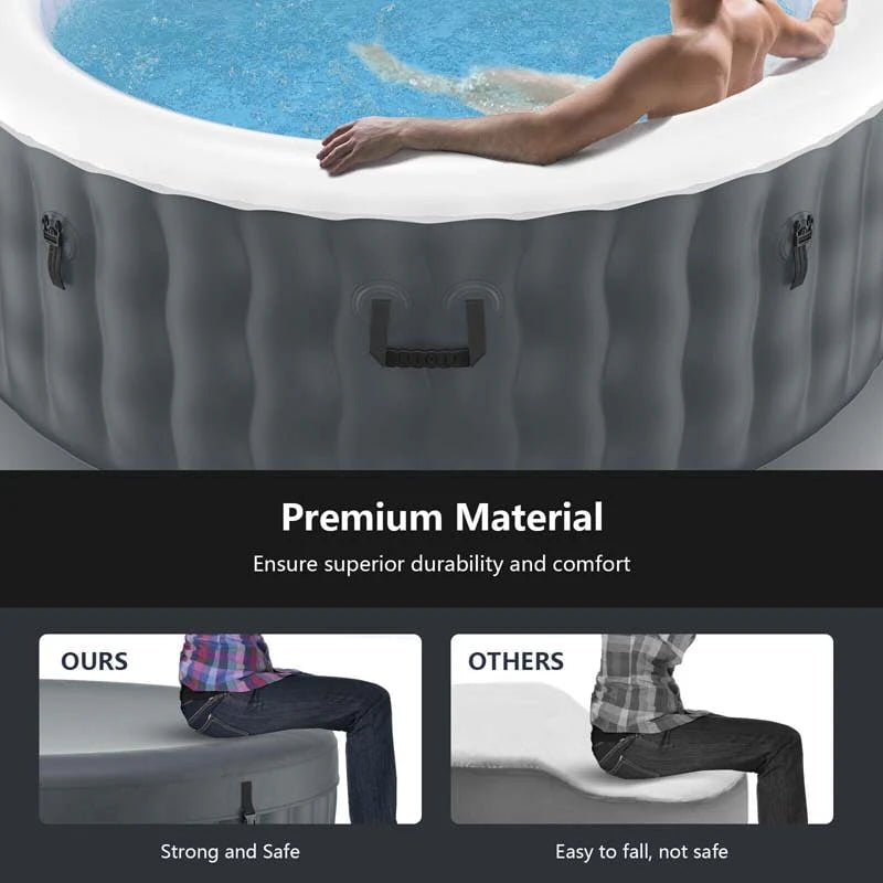 4-Person Inflatable Hot Tub Spa - 108 Bubble Jets, 2240W Heated Blow-Up Pool with Cover, Pump & Filter