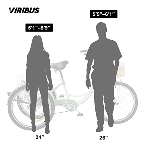 Viribus 24-Inch Adult Tricycle - 7-Speed Shimano Three-Wheel Bike with Front and Rear Baskets, 450 lb Capacity