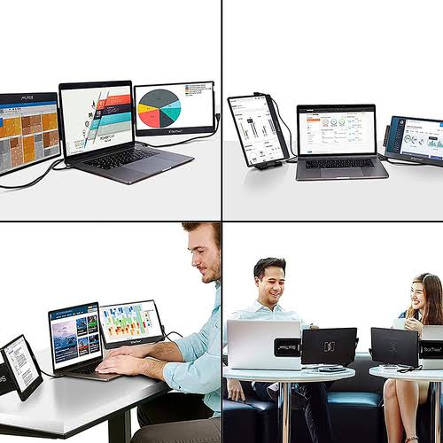 SideTrak Swivel Triple Portable 12.5" Monitor 2-Pack – Black, Laptop Screen Extender