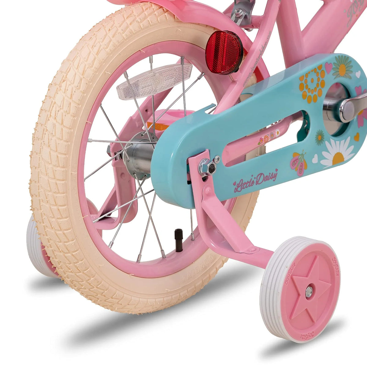JOYSTAR Little Daisy 14 Inch Girls' Bike – Pink Kids' Bike with Training Wheels, Basket, Doll Seat & Bell