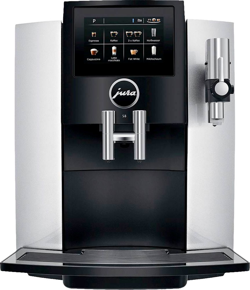 JURA S8 Automatic Espresso Machine – Moonlight Silver, 15 Bars, 4.3 in Touchscreen, Fine Foam Frother