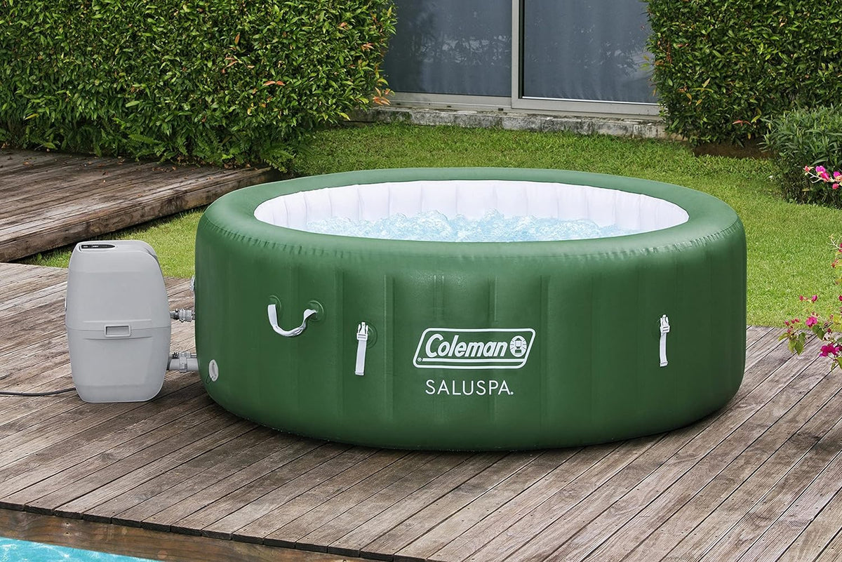 Coleman Inflatable Hot Tub Spa – 140 Bubble Jets, 242 gal, Heated, Pump & Cover, Fits 4