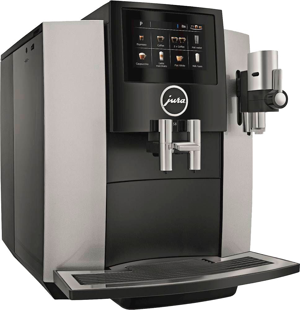 JURA S8 Automatic Espresso Machine – Moonlight Silver, 15 Bars, 4.3 in Touchscreen, Fine Foam Frother