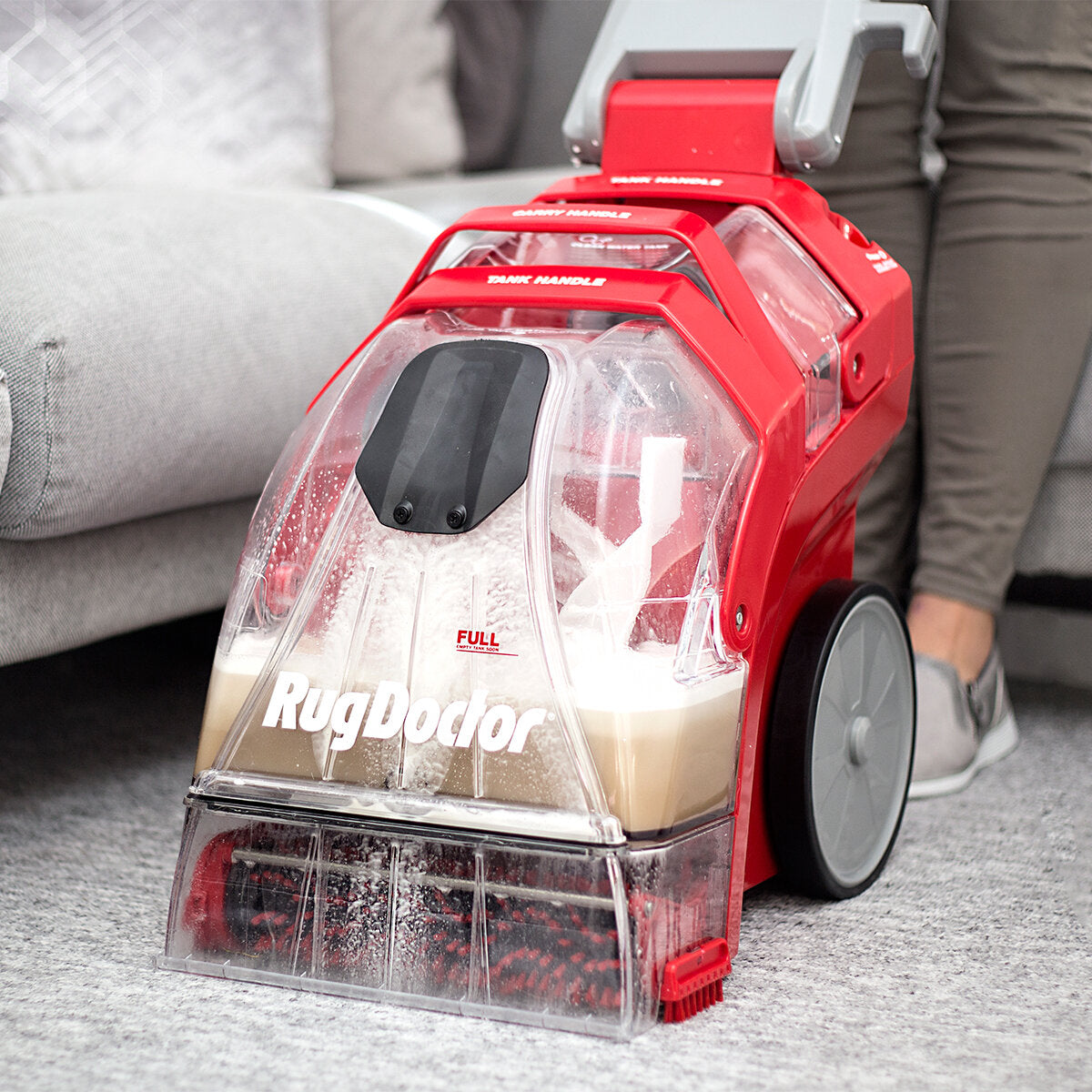 Rug Doctor Deep Carpet Cleaner Machine – 3.8L, 1300W, with 2 x 1L Carpet Detergent, Red
