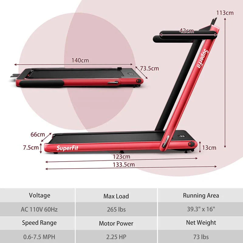 2-in-1 Folding Under Desk Treadmill – 2.25 HP, 0.6–7.5 mph, App, Speaker & Remote