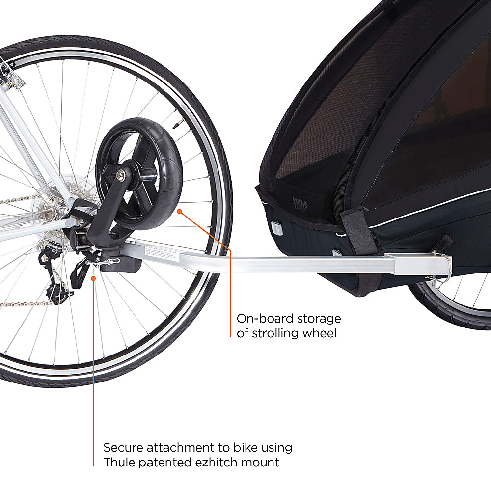 Thule Coaster XT 2-Seat Bicycle Trailer & Convertible Stroller, Black