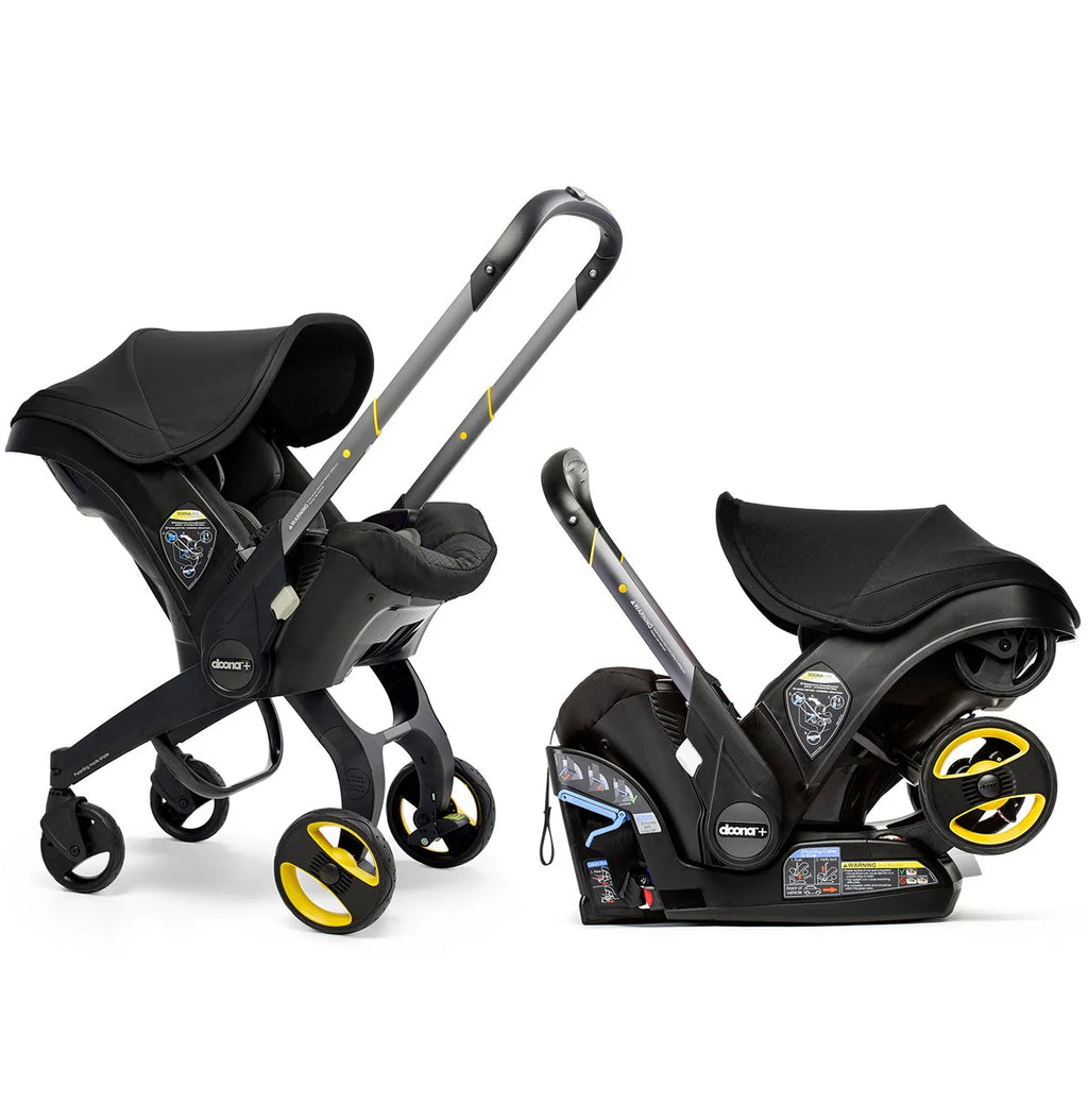 Nitro black DOONA infant car seat stroller travel system with LATCH base