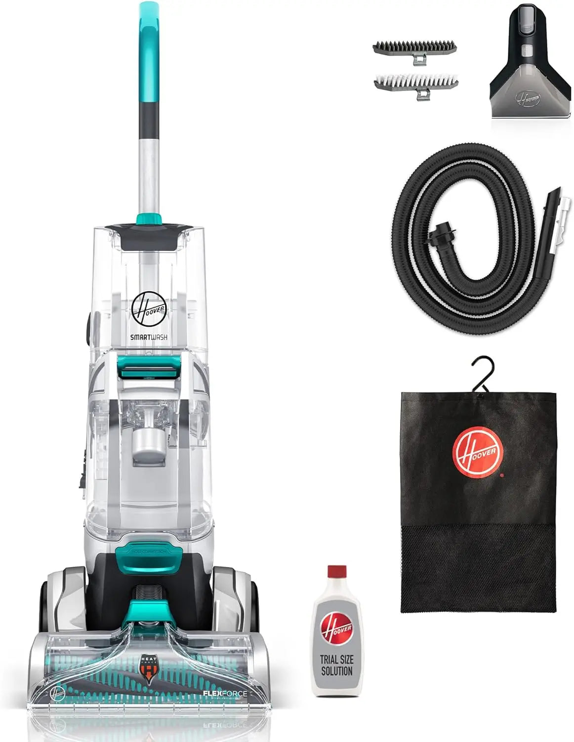 Hoover SmartWash+ Automatic Carpet Cleaner FH52000 – Deep-Cleaning Shampooer with HeatForce, Pet Tools, Turquoise