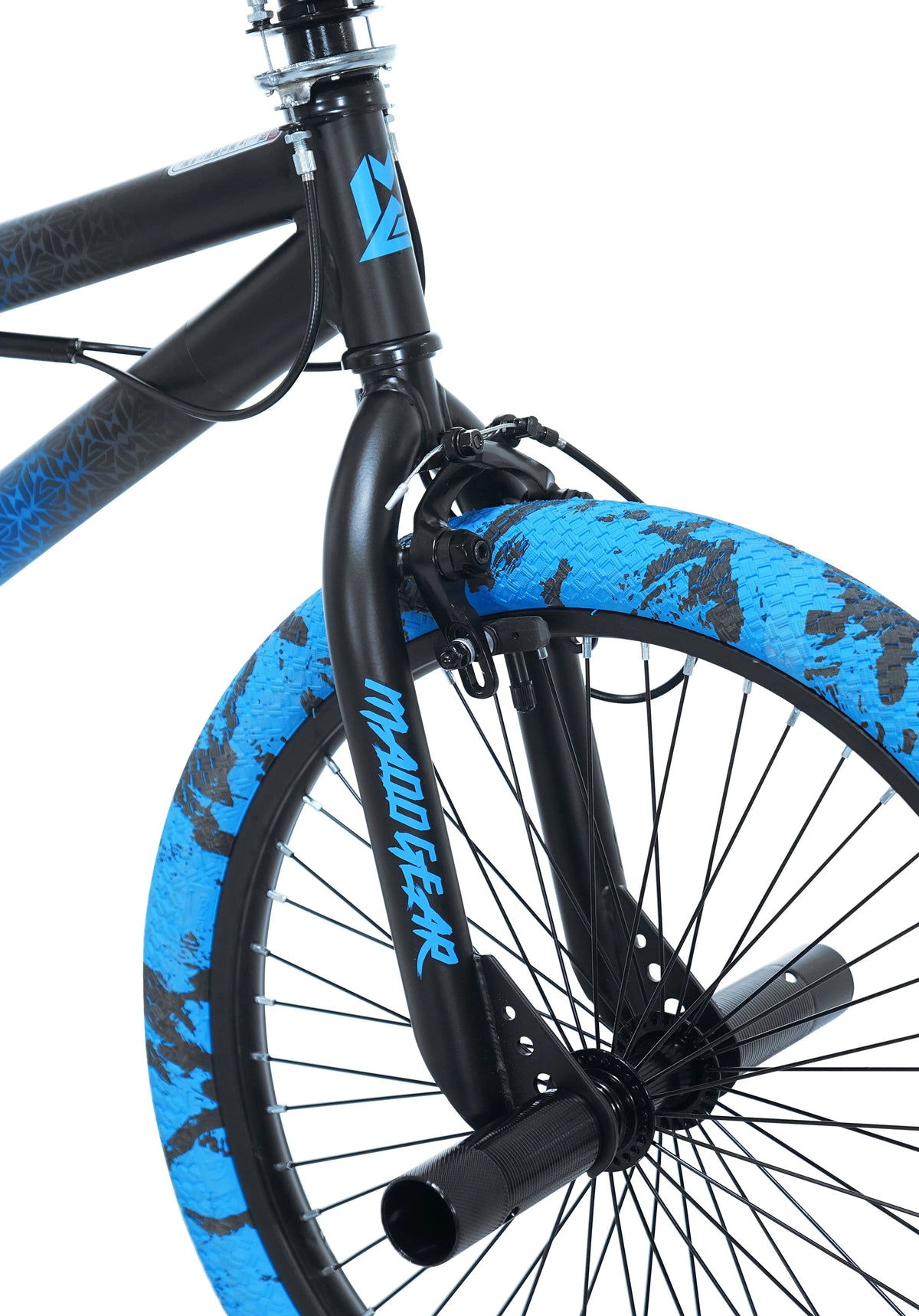 Kent Madd Gear 20" Kids' Freestyle Bike – Blue/Black BMX for Ages 7-13 with Pegs