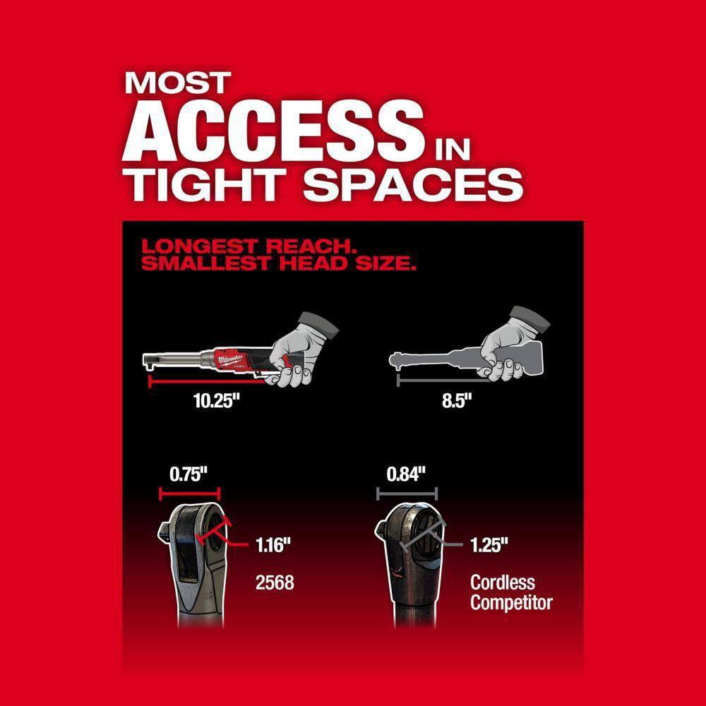 Milwaukee M12 FUEL 12V Cordless Ratchet Twin Pack - 1/4" & 3/8" Extended Reach High-Speed Ratchets, Tool Only
