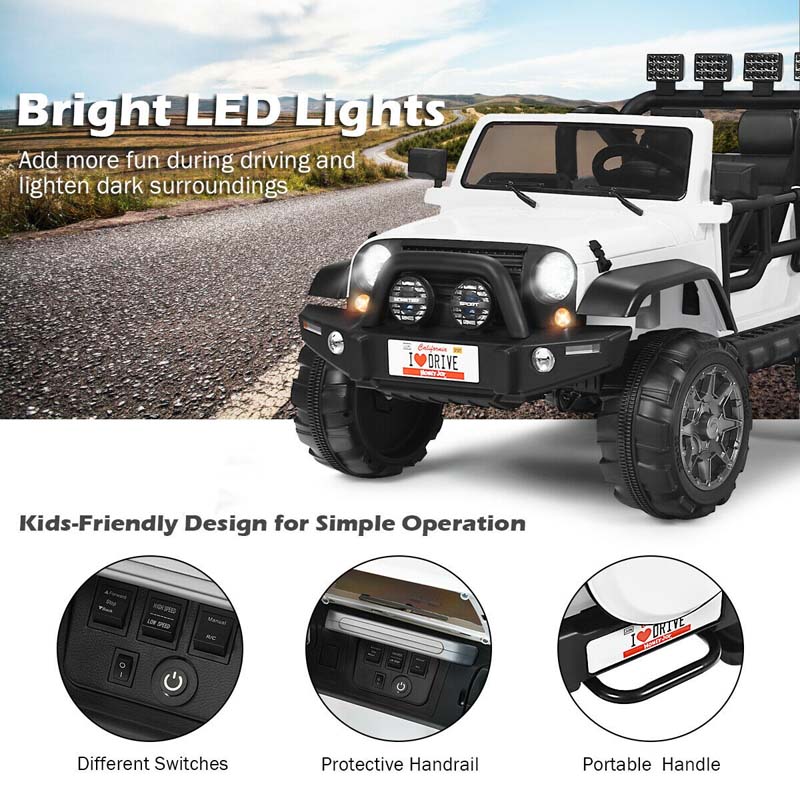 12V 2-Seater Kids Ride-On Truck with Remote Control, Storage, LED Lights and Music, Ages 3+