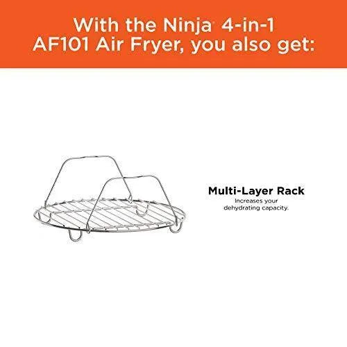 Ninja AF101 4-Quart Air Fryer - Black/Grey, 105-400F, Ceramic Nonstick Basket, Roast, Reheat & Dehydrate