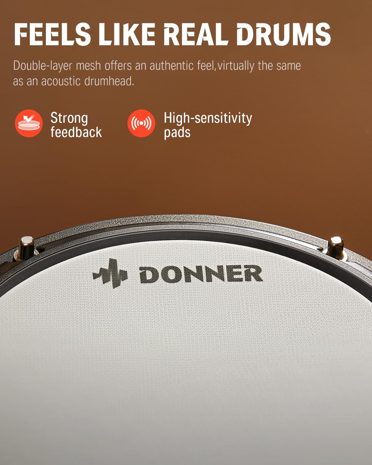 Donner DED-80 Mesh Electronic Drum Kit for Beginners – 4 Quiet Pads, 3 Cymbals, 180+ Sounds, Throne, Headphones & Sticks