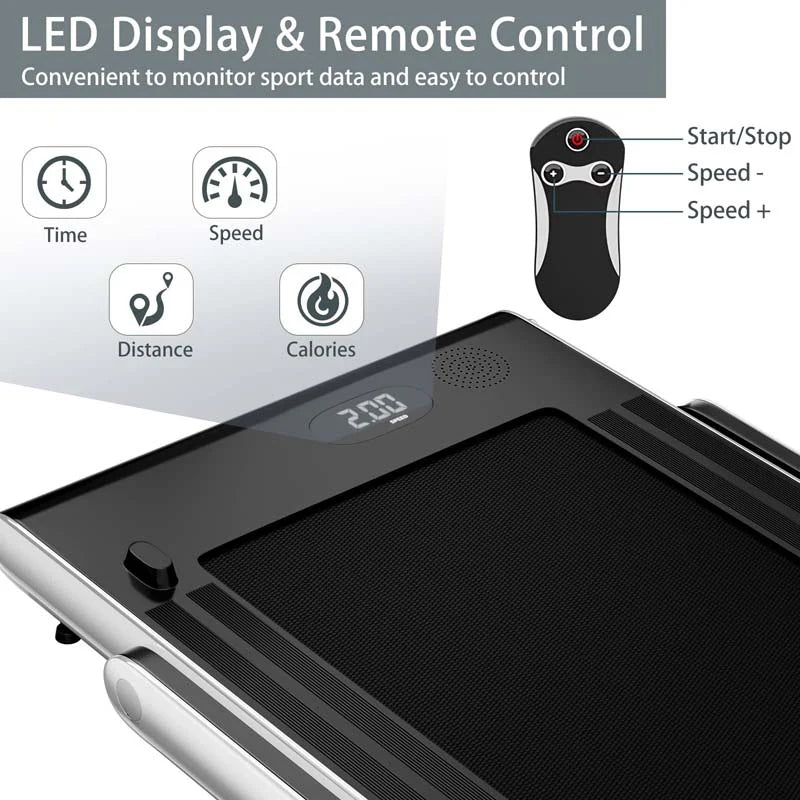 2-in-1 Folding Under Desk Treadmill – 2.25 HP, 0.6–7.5 mph, App, Speaker & Remote