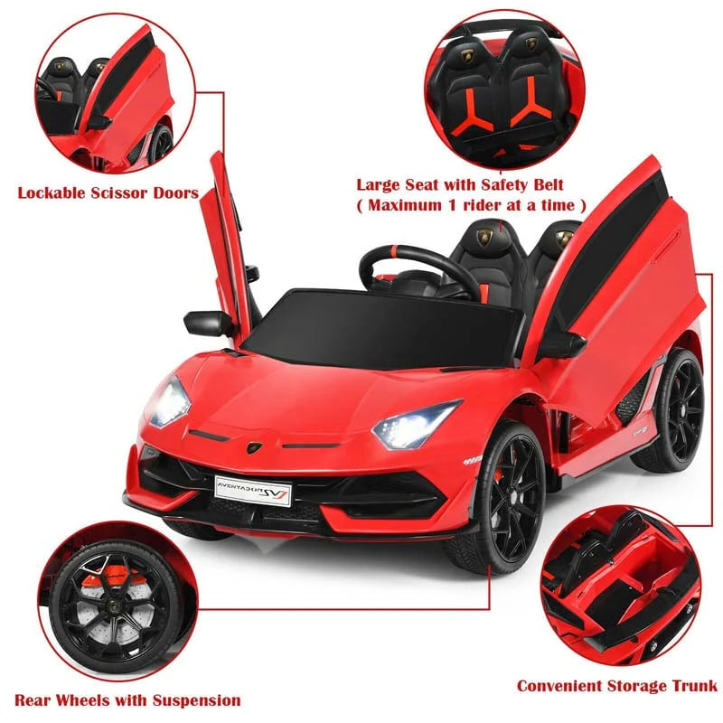 Licensed Lamborghini SVJ 12V Kids Ride-On Car – Electric Sports Car with Remote, Trunk, Music & LED Lights