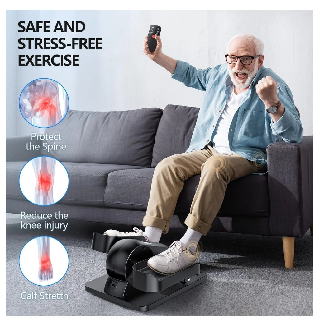 Under-Desk Electric Elliptical Leg Exerciser, Seated Pedal Machine with 12 Speeds and Remote for Seniors