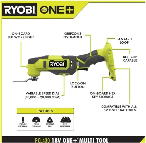 RYOBI ONE+ PCL1600K2 18V 6-Tool Cordless Combo Kit – Drill, Impact Driver, Saws, Multi-Tool & Batteries