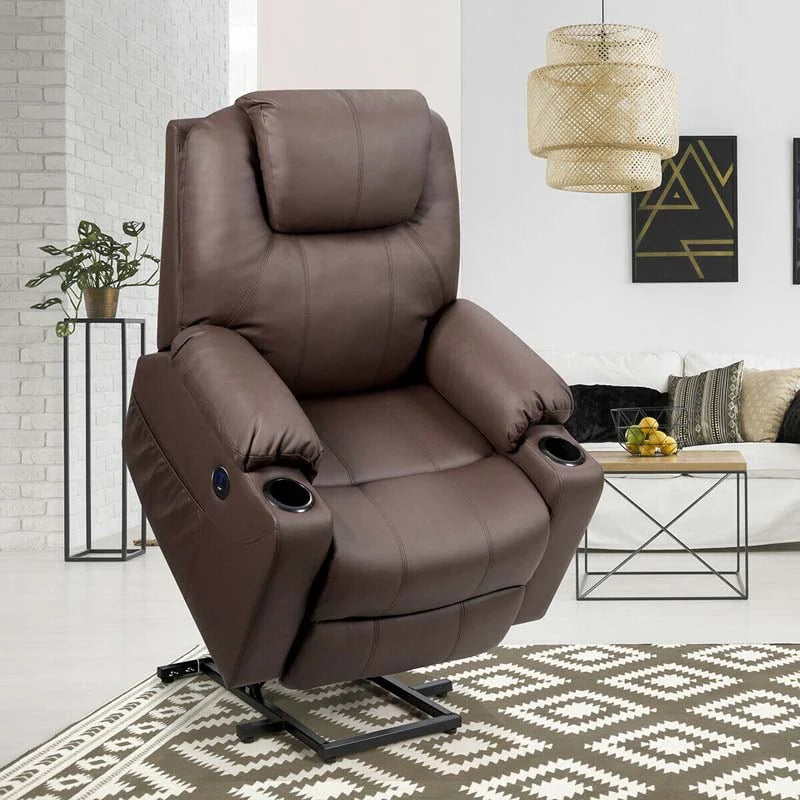 Electric Power Lift Recliner Chair with Heat & 8-Point Massage – USB, Cup Holders, for Elderly