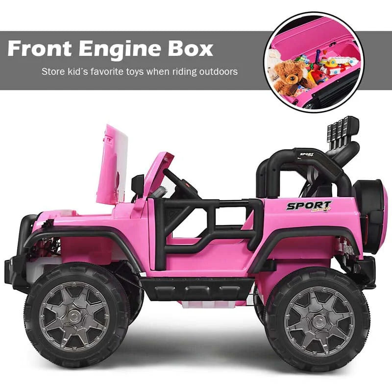 12V 2-Seater Kids Ride-On Truck with Remote Control, Storage, LED Lights and Music, Ages 3+