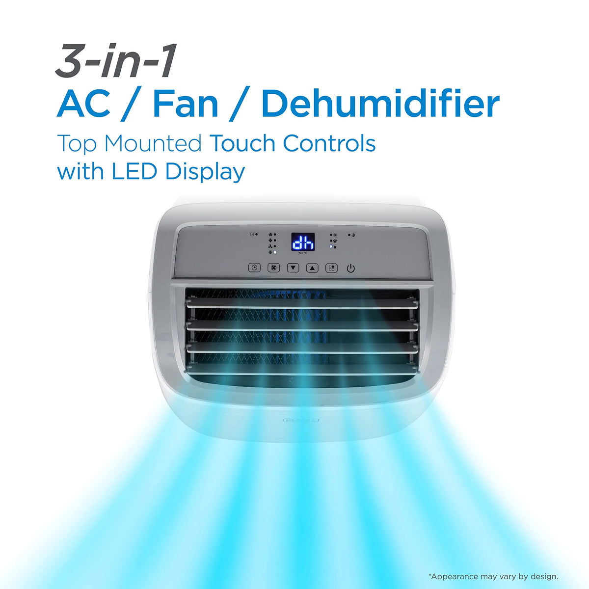BLACK+DECKER 8,000 BTU Portable Air Conditioner – 3-in-1 Cooler, Dehumidifier & Fan for Rooms up to 350 Sq.Ft