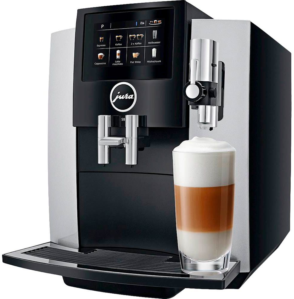 JURA S8 Automatic Espresso Machine – Moonlight Silver, 15 Bars, 4.3 in Touchscreen, Fine Foam Frother