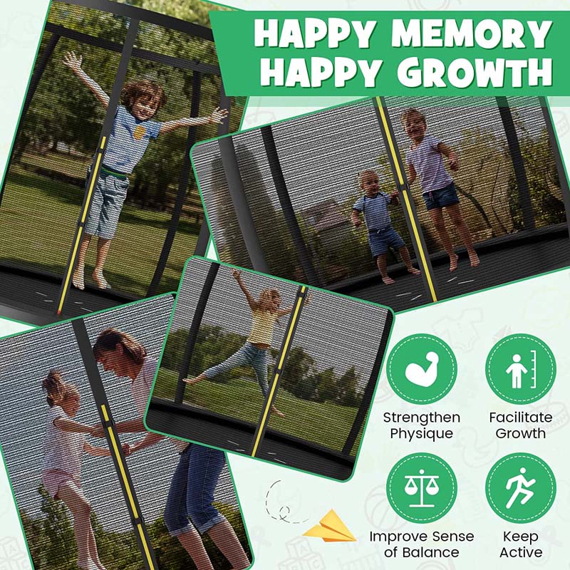 Outdoor Trampoline with Enclosure Net, Ladder & Safety Pad – 8/10/12 ft, ASTM Approved