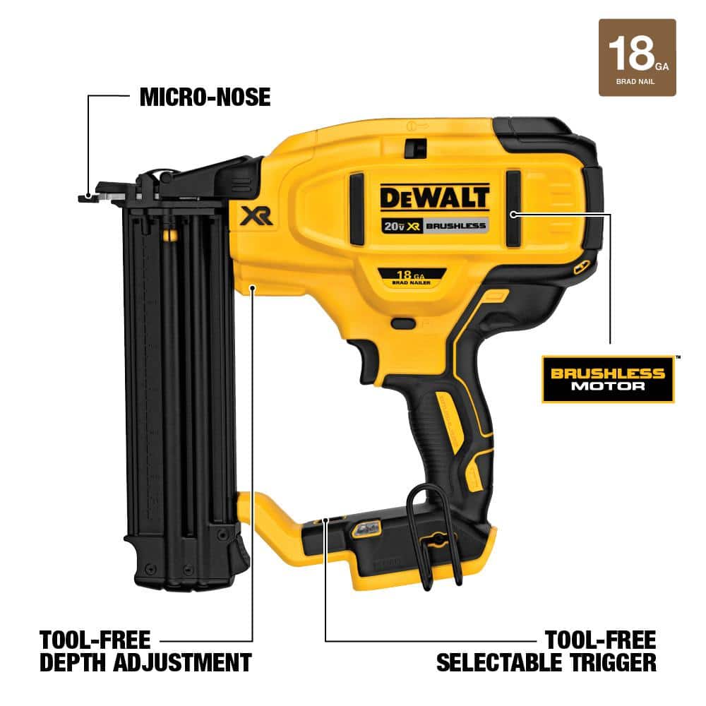 DEWALT DCN680B 20V MAX XR 18-Gauge Cordless Brad Nailer – Brushless, Tool Only