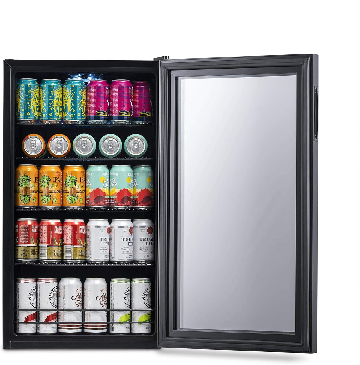 NewAir 126 Can Beverage Refrigerator – Freestanding Mini Fridge, Glass Door, LED, 7 Settings