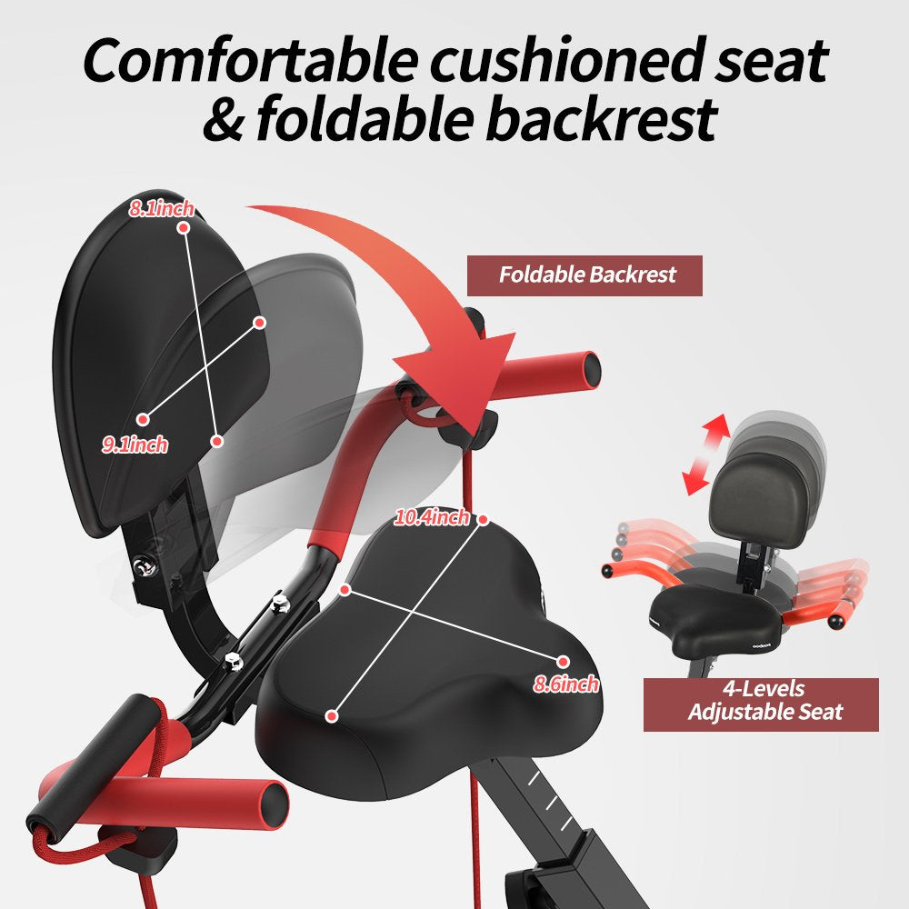 Pooboo 3-in-1 Foldable Magnetic Exercise Bike – Upright & Recumbent X-Bike, 8-Level Resistance, Pulse Sensor