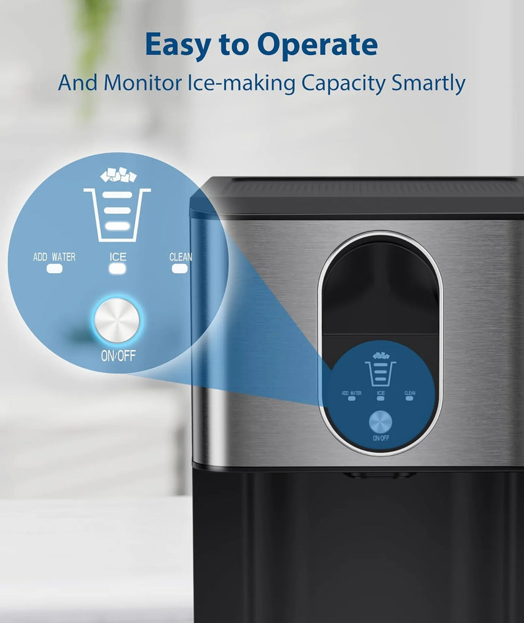 COWSAR Countertop Nugget Ice Maker – 44 lb/24h Self-Dispensing Pellet Ice Machine