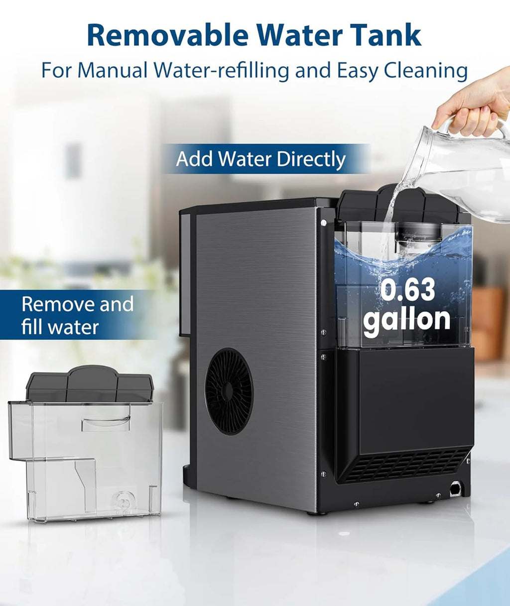 COWSAR Countertop Nugget Ice Maker – 44 lb/24h Self-Dispensing Pellet Ice Machine