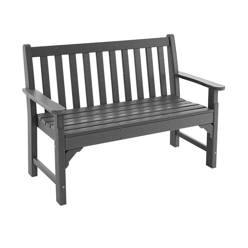 50 in All-Weather HDPE Garden Bench – 2-Person Outdoor Patio Loveseat, 705 lb Capacity (Grey)