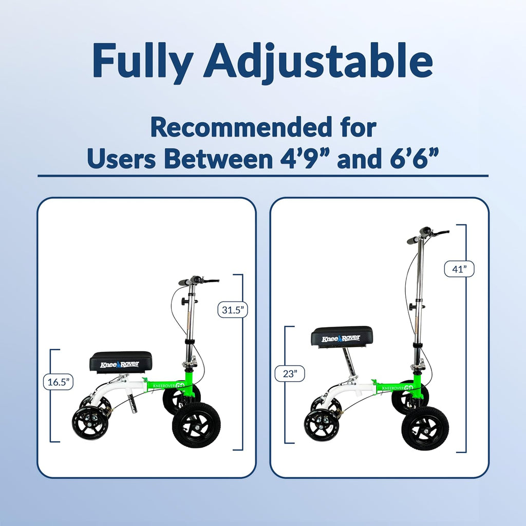 KneeRover GO HYBRID All-Terrain Knee Scooter – Compact Foldable Knee Walker for Foot & Ankle Recovery, Green