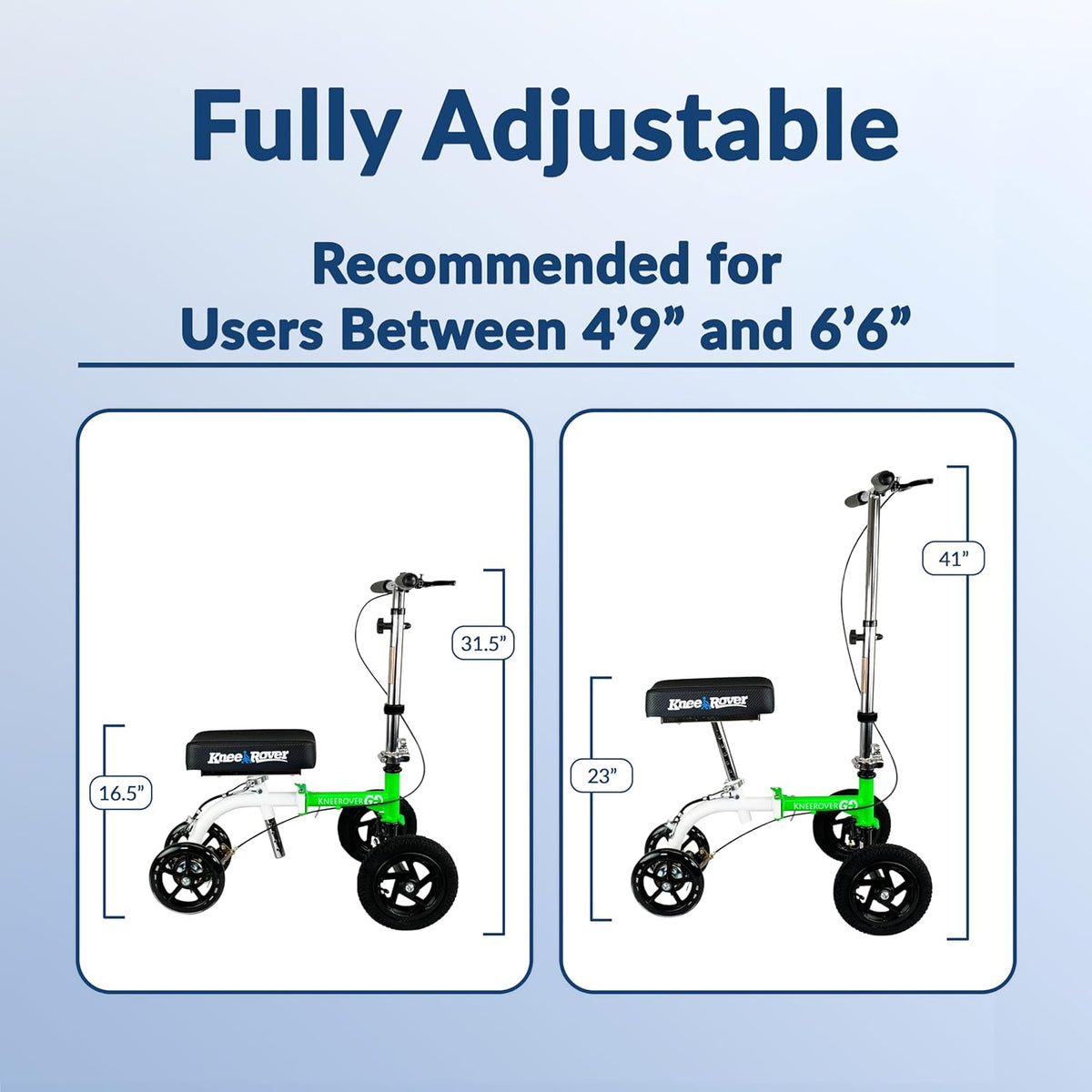 KneeRover GO HYBRID All-Terrain Knee Scooter – Compact Foldable Knee Walker for Foot & Ankle Recovery, Green