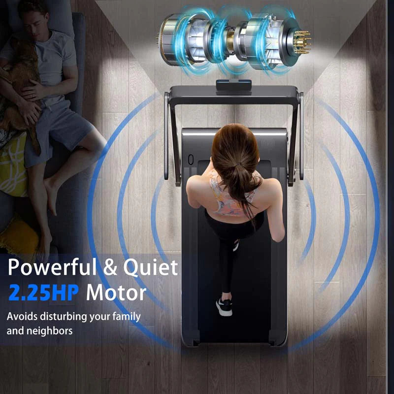 2-in-1 Folding Under Desk Treadmill – 2.25 HP, 0.6–7.5 mph, App, Speaker & Remote