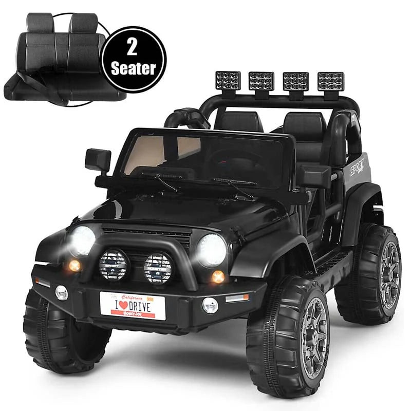 12V 2-Seater Kids Ride-On Truck with Remote Control, Storage, LED Lights and Music, Ages 3+