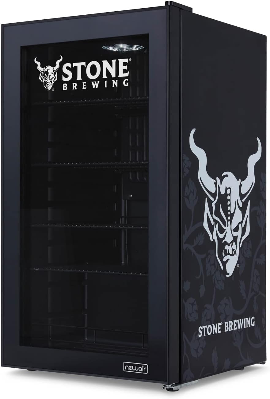 NewAir 126 Can Beverage Refrigerator – Freestanding Mini Fridge, Glass Door, LED, 7 Settings